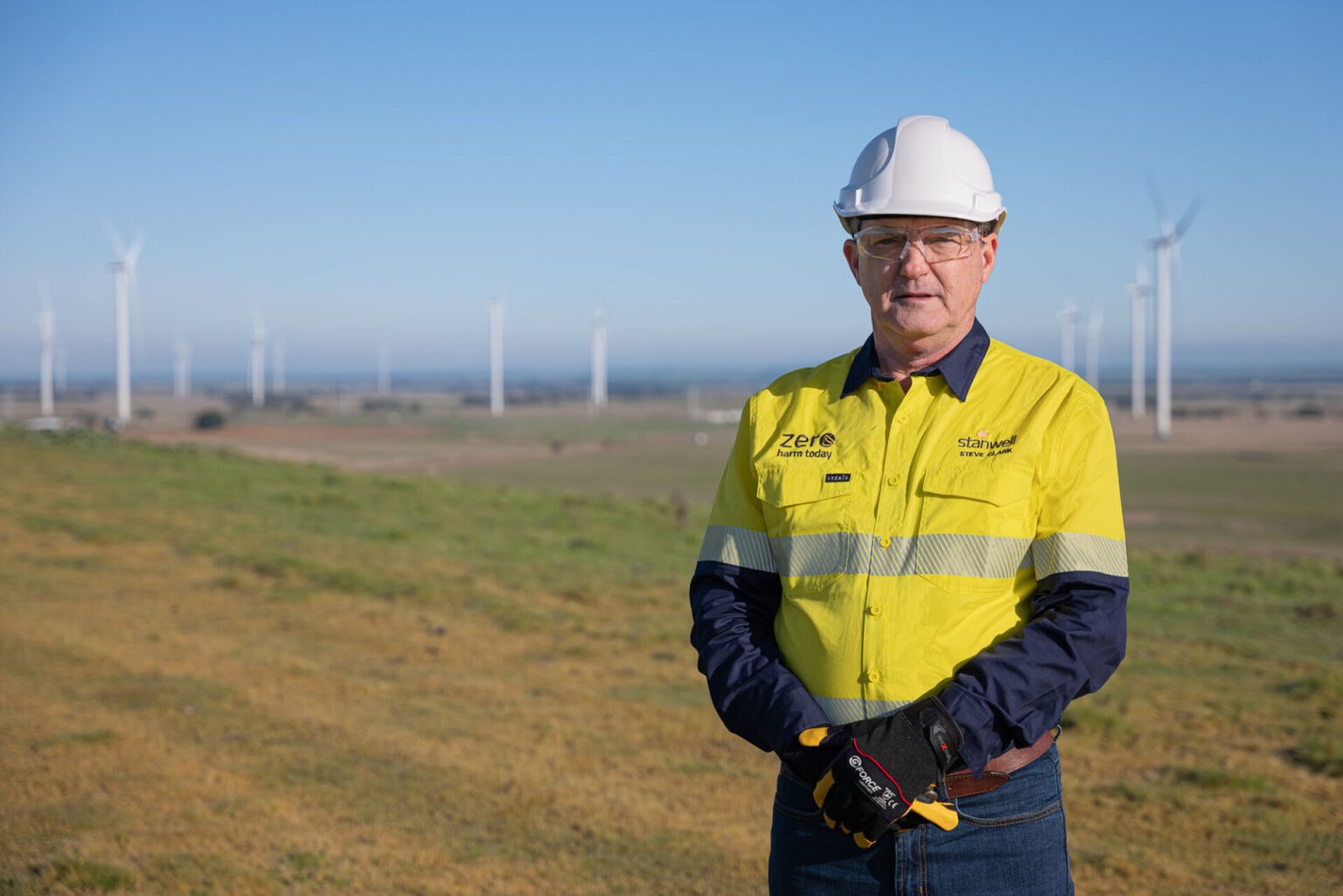 Steve Clark at a wind farm